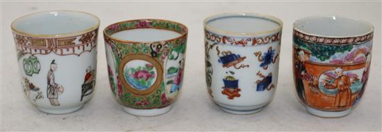 Eleven Chinese export polychrome coffee cups, 18th/19th century, largest 7cm